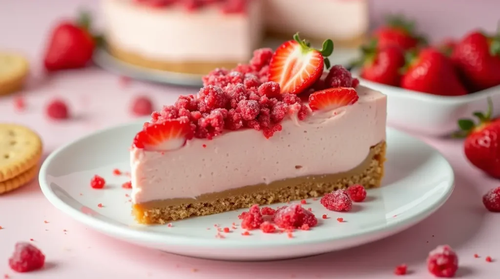 Strawberry Crunch Cheesecake Slice